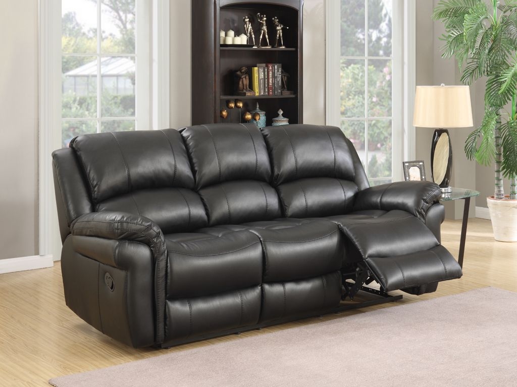 Product photograph of Farnham Black Leather 3 Seater Recliner Sofa from Choice Furniture Superstore.